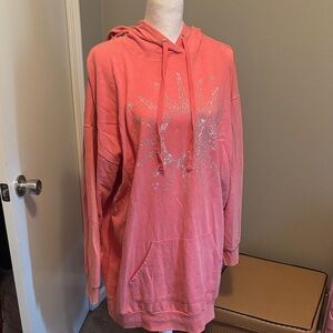 Women's Pink Hoodie with Sun Design